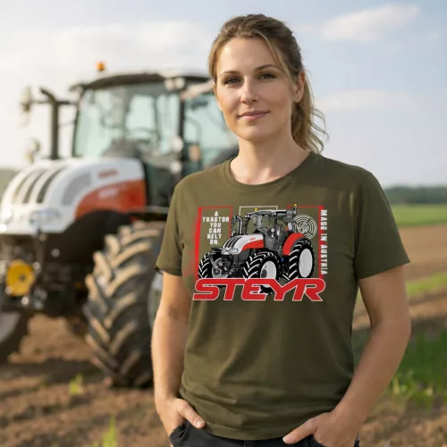 Steyr zöld női Traktoros póló