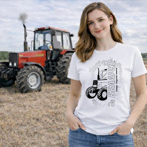 Belarus NEW körvonalas design fehér női póló fekete minta