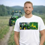 FEHÉR PÓLÓ ZÖLD TRAKTOR MINTÁVAL