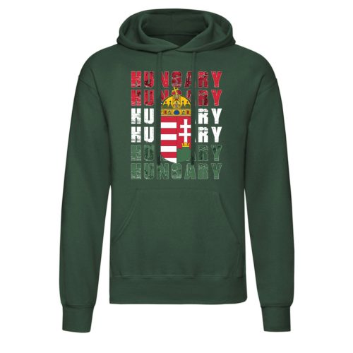 Hungary címer kenguruzsebes pulóver (zöld)