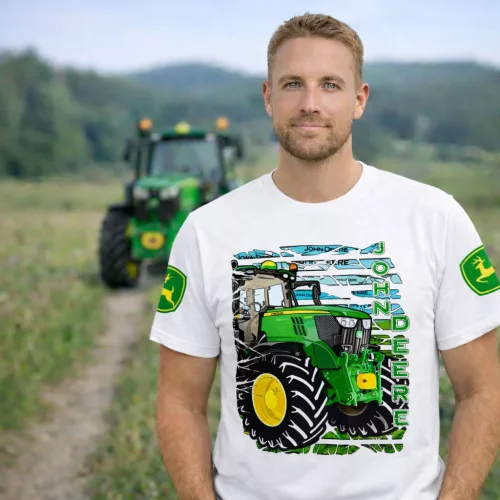 Zöld Traktor FELIRATOS FEHÉR PÓLÓ