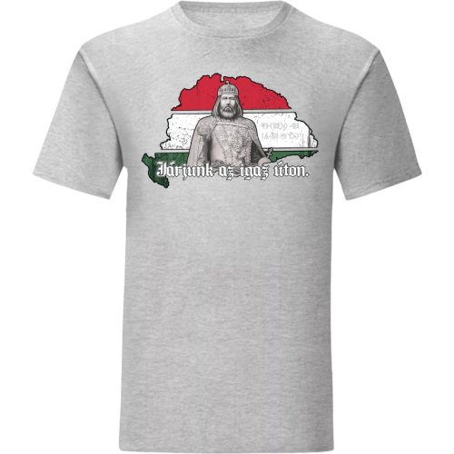  Járjunk az igaz úton póló (szürke)