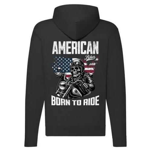 AMERICAN CUSTOM BIKE MOTOROS FEKETE CIPZÁRAS PULÓVER