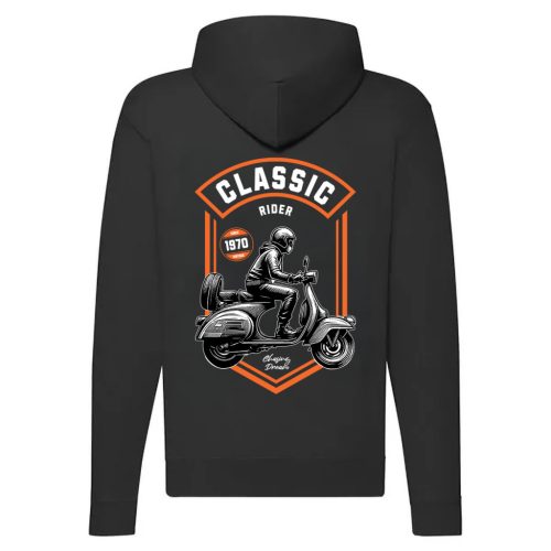 CLASSIC RIDER MOTOROS CIPZÁRAS PULÓVER FEKETE