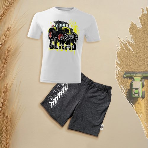 Claas új fehér gyerek rövidujjú és rövidnadrág szett