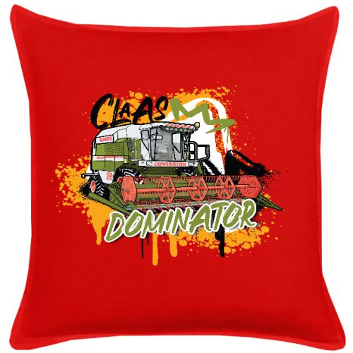 CLAAS DOMINATOR PIROS PAMUTVÁSZON DÍSZPÁRNA (DOMINATOR KING)