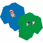 2 DARABOS BABÁS, ŰRHAJÓS SZETT (KÉK - ZÖLD) HOSSZÚ UJJÚ