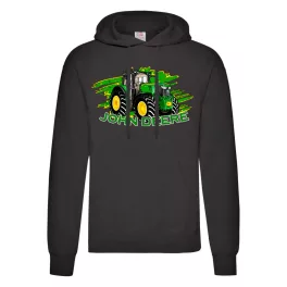 Zöld Traktor 6195 KAPUCNIS PULÓVER FEKETE