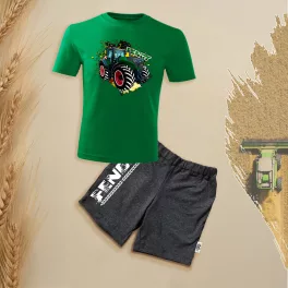 Fendt zöld gyerek rövidujjú és rövidnadrág szett