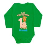 Macis Hosszú ujjú zöld body + nadrág  és zokni