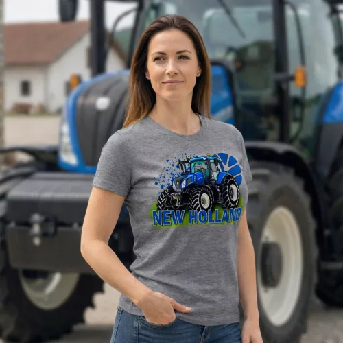 New Holland szürke női traktoros póló