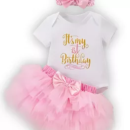   I'ts my 1st Birthday baba body + rózsaszín masni + Rózsaszín tüll 9-12 hónapos