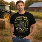 Authentic Farm Life fekete póló