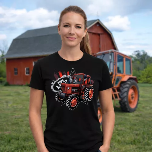 MTZ 82 fekete női traktoros póló