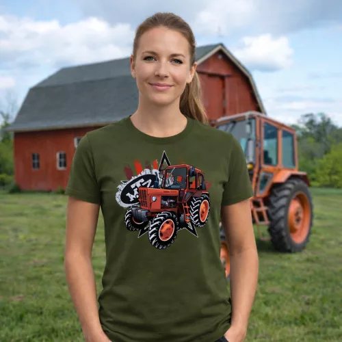 MTZ 82 zöld traktoros női póló