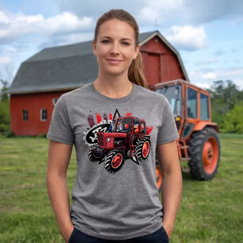 MTZ 82 szürke női traktoros póló