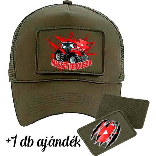 Massey Ferguson Katonazöld CSERÉLHETŐ TAPASZOS BASEBALL SAPKA