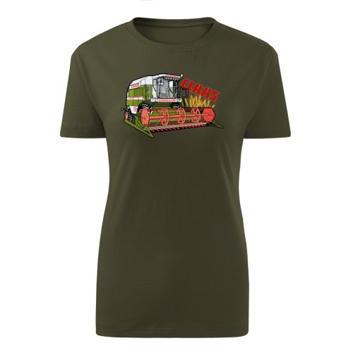 Claas Dominator zöld traktoros női póló