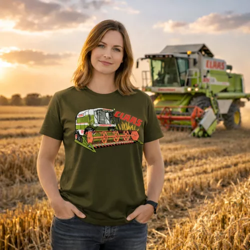 Claas Dominator zöld traktoros női póló