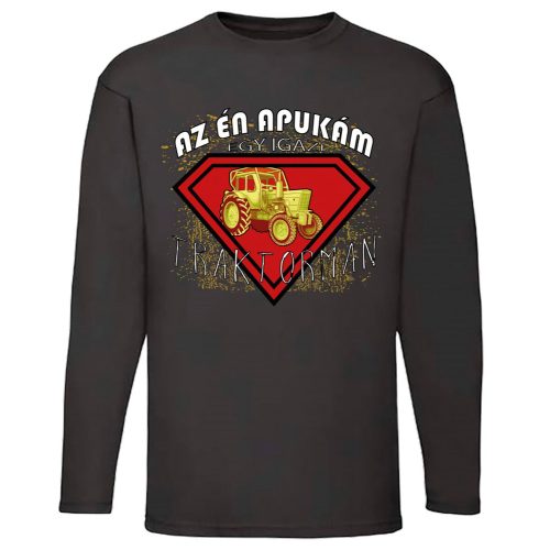 TRAKTORMAN Póló HOSSZÚ UJJÚ FEKETE