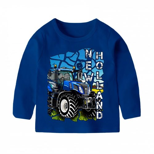 NEW HOLLAND FELIRATOS KÉK HOSSZÚ UJJÚ GYEREK PÓLÓ