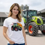 Claas Axion fehér traktoros női póló