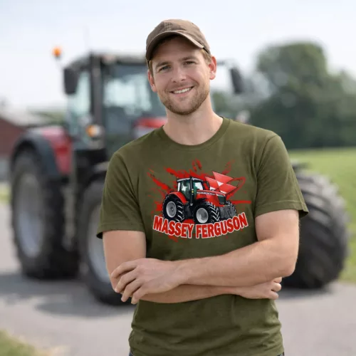 MASSEY FERGUSON TRAKTOROS Póló Katonazöld