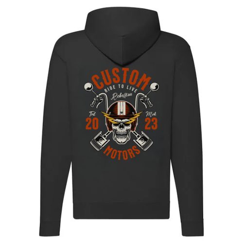 CUSTOM MOTOROS CIPZÁRAS PULÓVER FEKETE