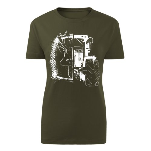 J.D NEW KÖRVONALAS DESIGN ZÖLD NŐI PÓLÓ FEHÉR MINTA
