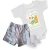 DÍNÓS rövid ujjú fehér body + rövid nadrág  és zokni