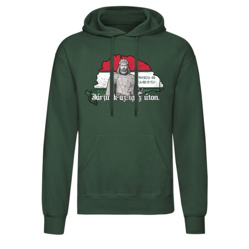 Járjunk az igaz úton kenguruzsebes pulóver (zöld)