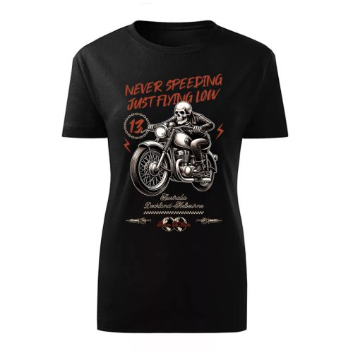 NEVER SPEEDING MOTOROS NŐI PÓLÓ FEKETE