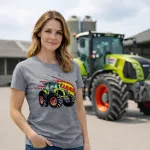 Claas Axion szürke traktoros női póló