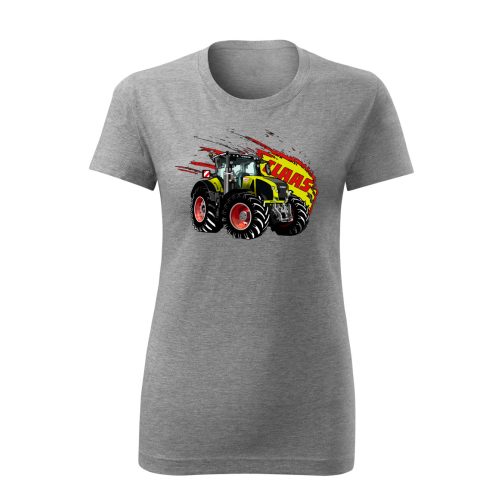 Claas Axion szürke traktoros női póló