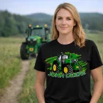 Új Zöld traktoros fekete női póló
