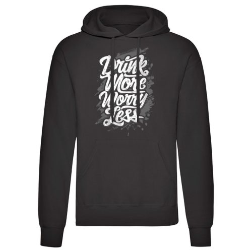 Drink more…Fekete kenguruzsebes pulóver