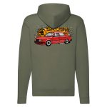 SKODA 120 CIPZÁRAS ZÖLD KAPUCNIS PULÓVER 