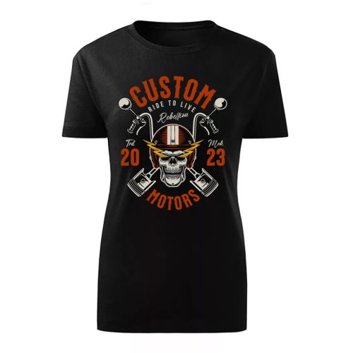 CUSTOM MOTOROS NŐI PÓLÓ FEKETE