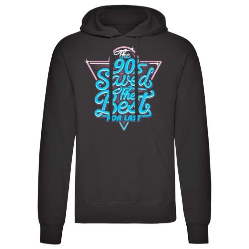 The 90's Saved…Fekete kenguruzsebes pulóver