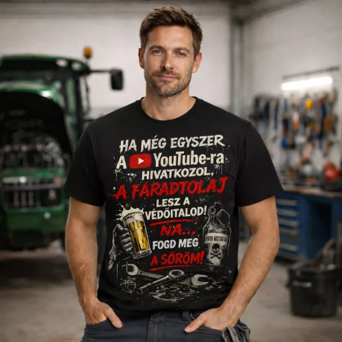 Ha mégegyszer a youtube-ra hivatkozol...Traktorszerelős fekete póló