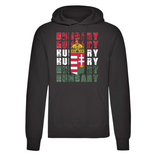 Hungary címer kenguruzsebes pulóver (fekete)