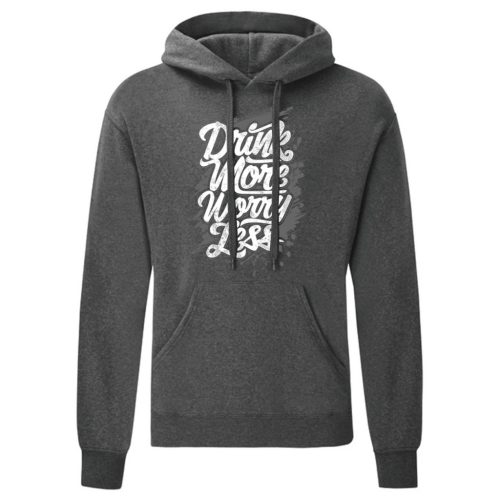 Drink more…Szürke kenguruzsebes pulóver