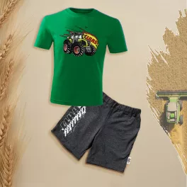 Claas zöld gyerek rövidujjú és rövidnadrág szett