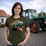 Kis Dutra zöld traktoros női póló