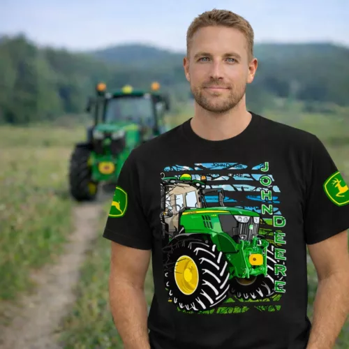 Zöld Traktor FELIRATOS FEKETE PÓLÓ