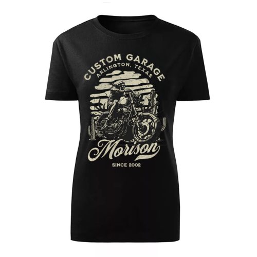 CUSTOM GARAGE MOTOROS FEKETE NŐI PÓLÓ
