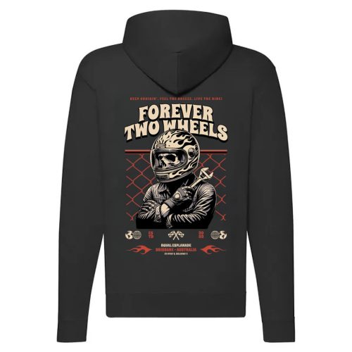 FOREVER TWO WHEELS FEKETE CIPZÁRAS PULÓVER