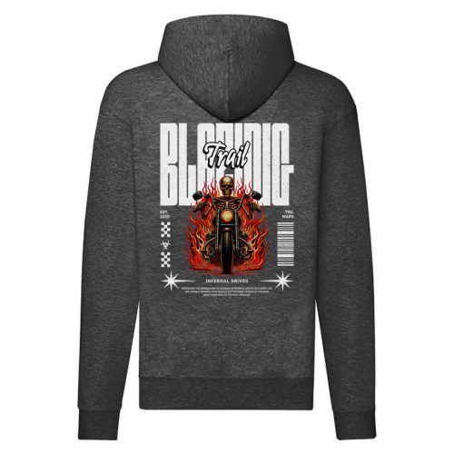 BLAZING MOTOROS CIPZÁRAS PULÓVER SZÜRKE