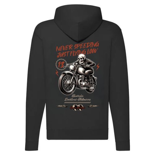 NEVER SPEEDING MOTOROS CIPZÁRAS PULÓVER FEKETE