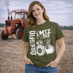 MTZ NEW KÖRVONALAS DESIGN ZÖLD NŐI PÓLÓ FEHÉR MINTA